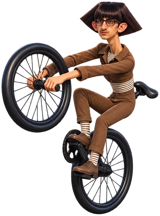 Frankbike pulling a wheelie